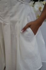 Sianna Elasticated Sleeves, Ruffle Style Mini Dress - White