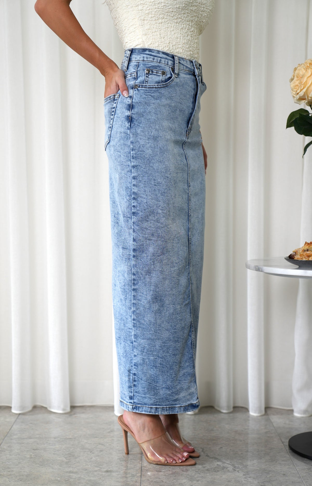 Ellie Maxi Length Skirt - Denim