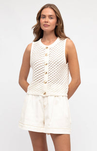 Paulo Sleeveless Knit Top - White