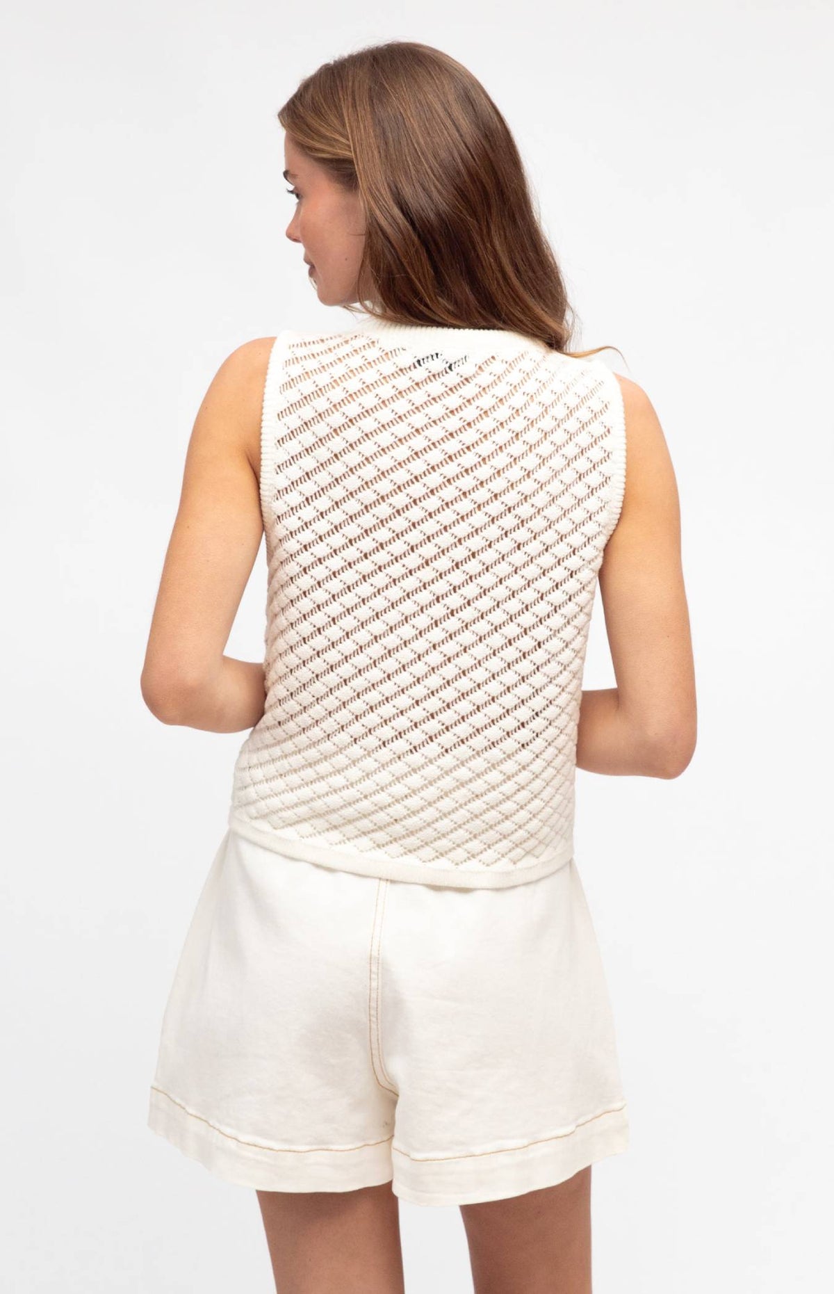 Paulo Sleeveless Knit Top - White