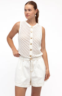 Paulo Sleeveless Knit Top - White
