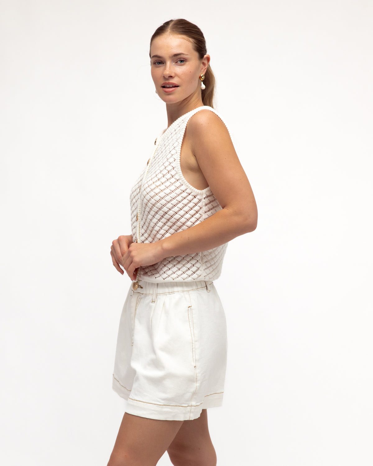 Paulo Sleeveless Knit Top - White