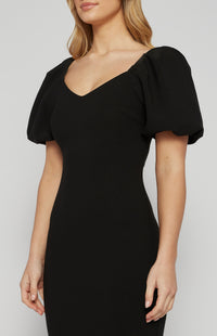 Ariarne Bubble Sleeve Midi Dress - Black