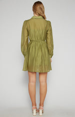 Remy Long Sleeve Mini Shirt Dress - Olive
