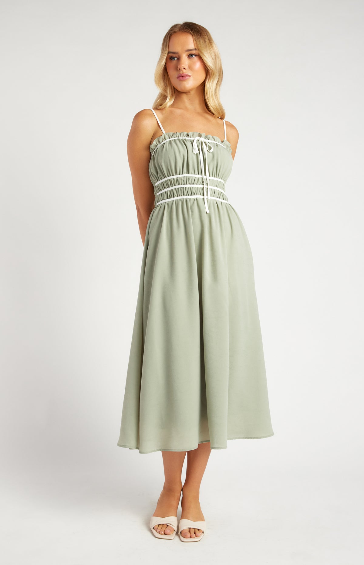 Santiago Bow Midi Dress - Sage