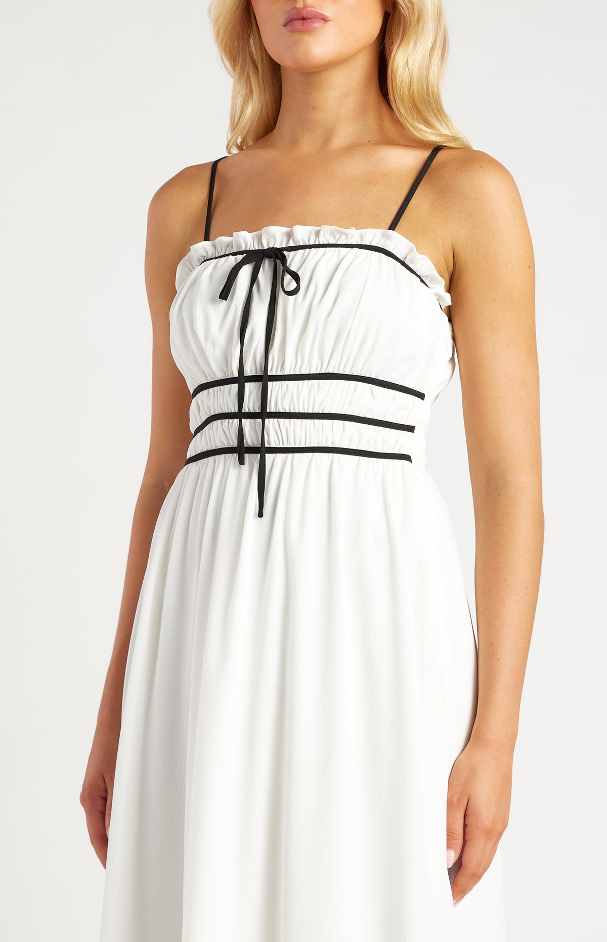 Santiago Bow Midi Dress - White