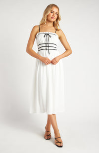 Santiago Bow Midi Dress - White