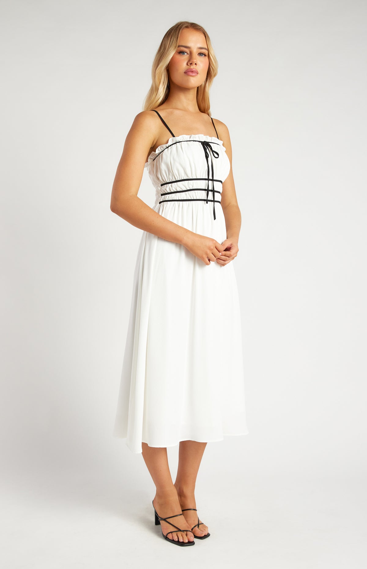 Santiago Bow Midi Dress - White