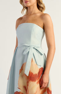 Emilia Strapless Midi Dress - Floral Blue