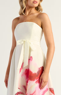 Emilia Strapless Midi Dress - Floral Pink