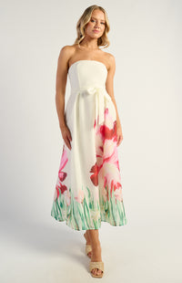 Emilia Strapless Midi Dress - Floral Pink