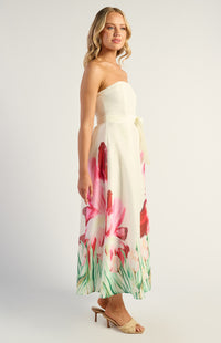 Emilia Strapless Midi Dress - Floral Pink