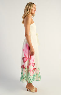 Emilia Strapless Midi Dress - Floral Pink