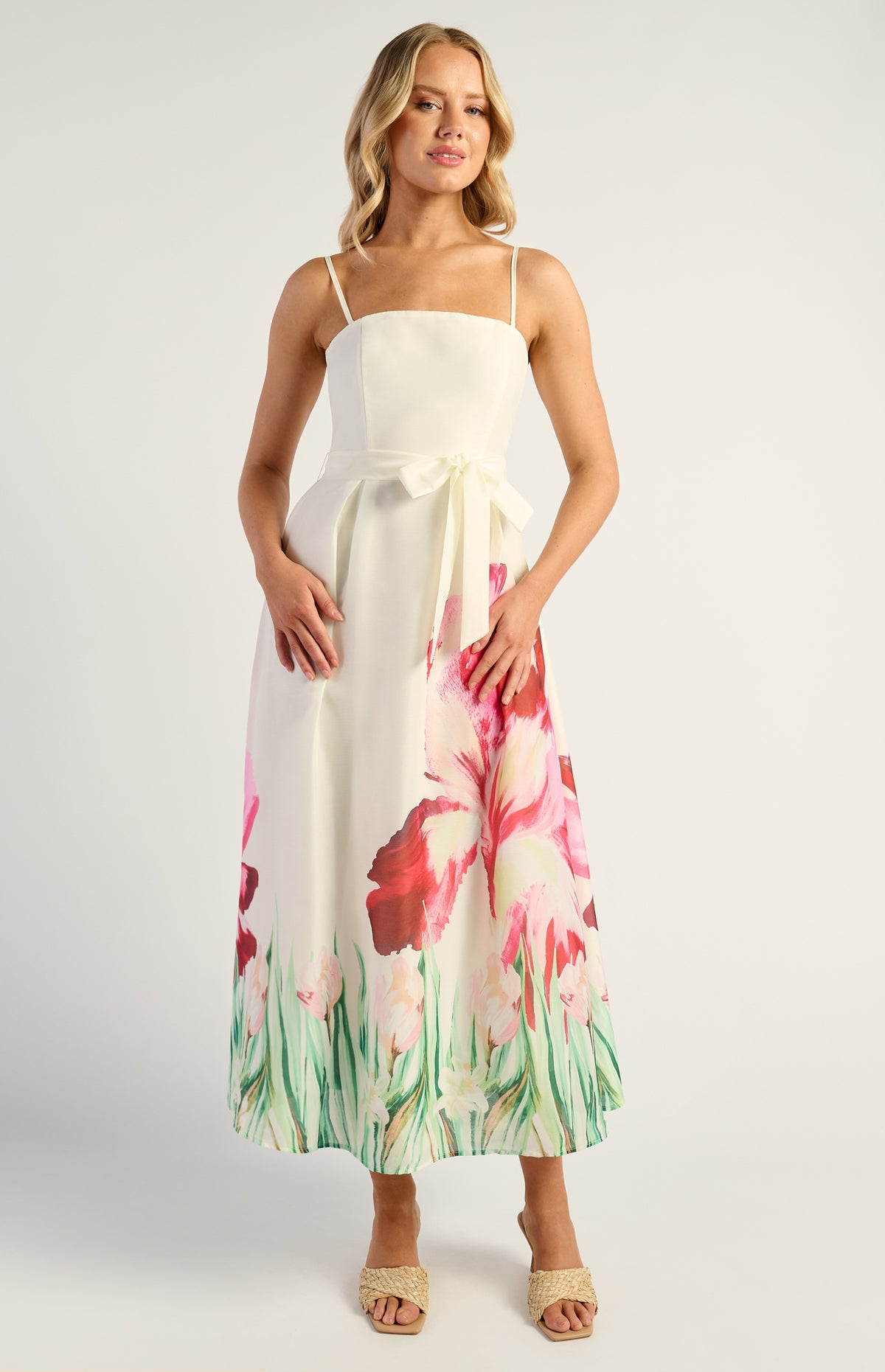 Emilia Strapless Midi Dress - Floral Pink