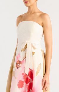 Emilia Strapless Midi Dress - Floral Pink Green