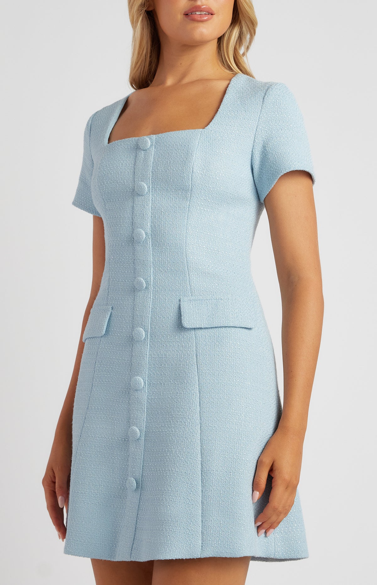 Juno Mini Tweed Dress - Blue