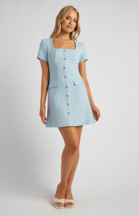 Juno Mini Tweed Dress - Blue