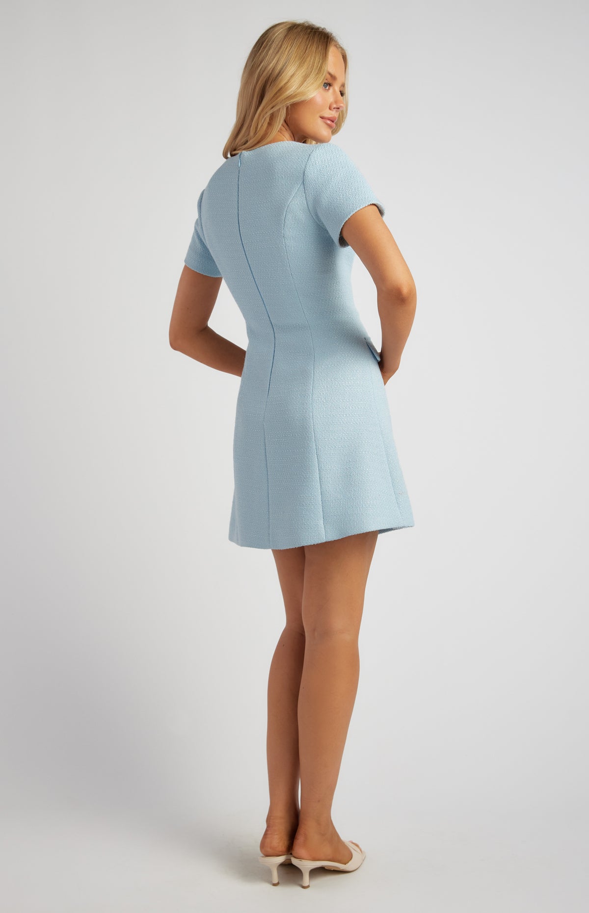 Juno Mini Tweed Dress - Blue