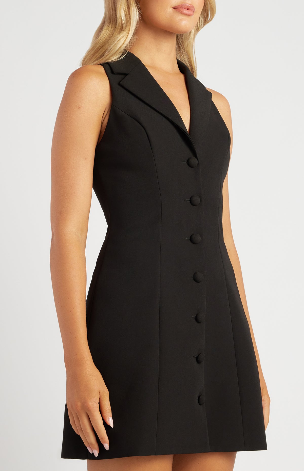 Bellis Sleeveless Blazer Mini Dress - Black