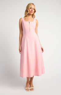 Miguel Cotton Linen Midi Dress - Pink