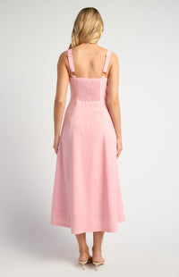 Miguel Cotton Linen Midi Dress - Pink