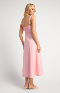 Miguel Cotton Linen Midi Dress - Pink