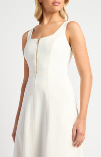 Miguel Cotton Linen Midi Dress - White