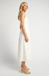 Miguel Cotton Linen Midi Dress - White