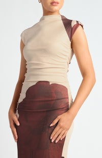 Miriam Floral Midi Dress - Chocolate