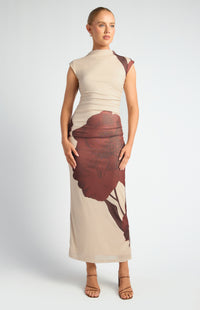 Miriam Floral Midi Dress - Chocolate
