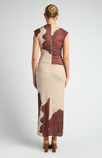 Miriam Floral Midi Dress - Chocolate
