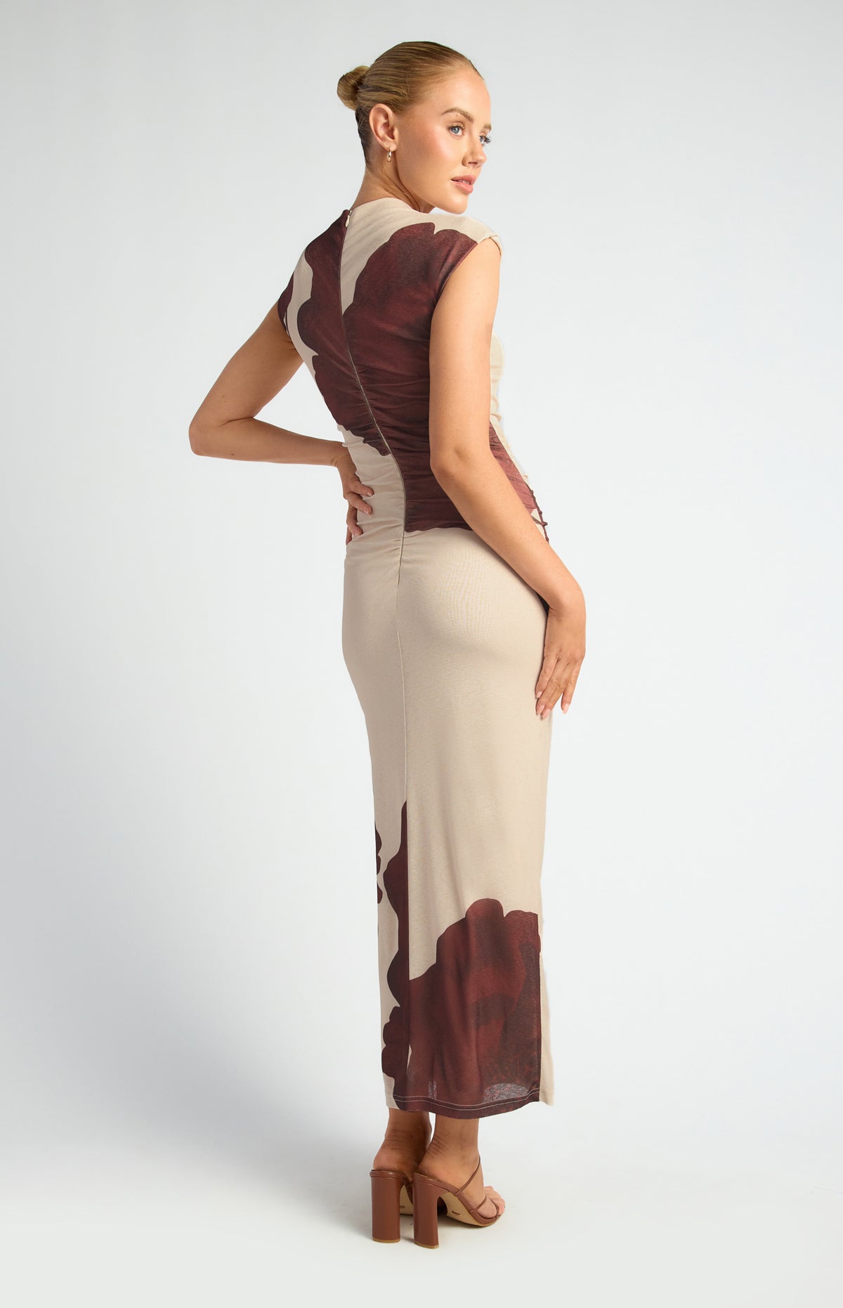 Miriam Floral Midi Dress - Chocolate