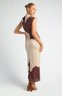 Miriam Floral Midi Dress - Chocolate