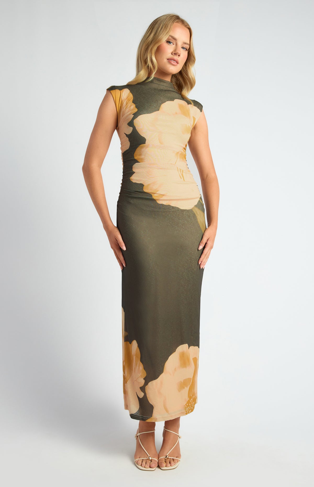 Miriam Floral Midi Dress - Dark Olive