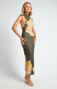 Miriam Floral Midi Dress - Dark Olive