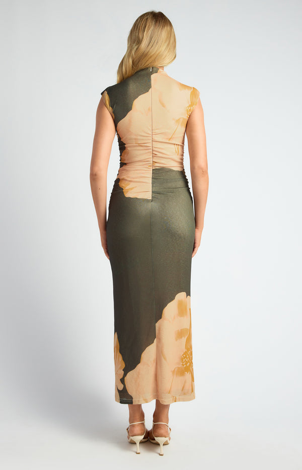 Miriam Floral Midi Dress - Dark Olive