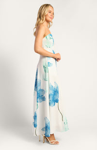 Nissa Strapless Floral Maxi Dress - Blue