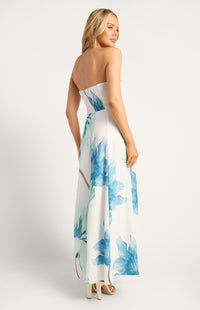 Nissa Strapless Floral Maxi Dress - Blue