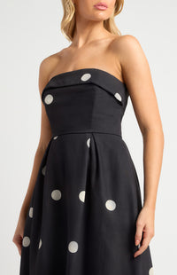 Delfina Polka Dot Midi Dress - Black