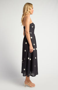 Delfina Polka Dot Midi Dress - Black