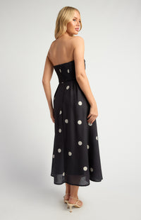 Delfina Polka Dot Midi Dress - Black