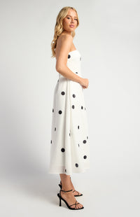 Delfina Polka Dot Midi Dress - White