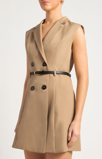 Wilma Sleeveless Blazer Dress - Latte