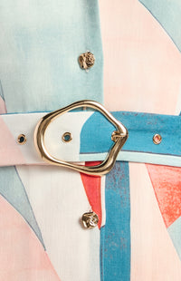 Rinna Faux Linen Shirt Dress - Red Jade