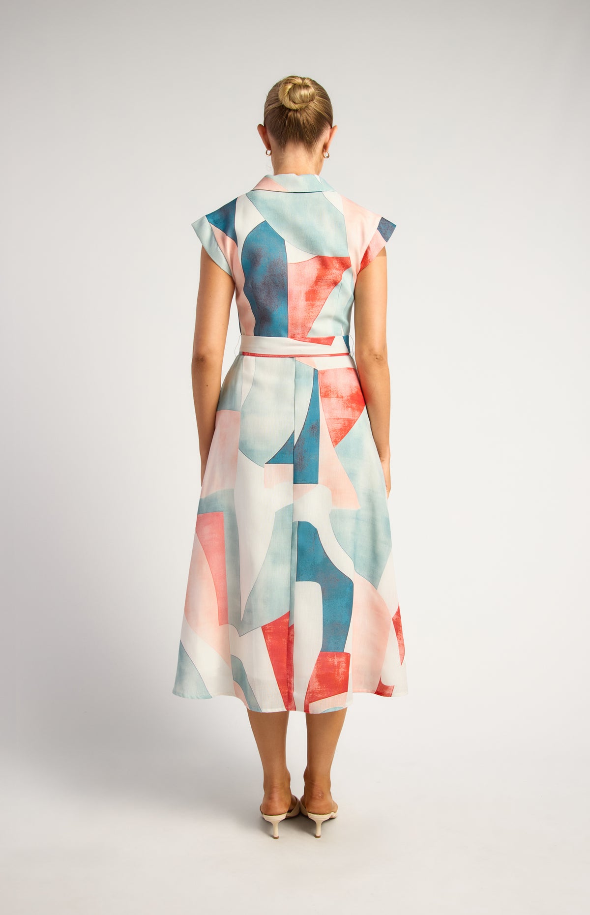 Rinna Faux Linen Shirt Dress - Red Jade