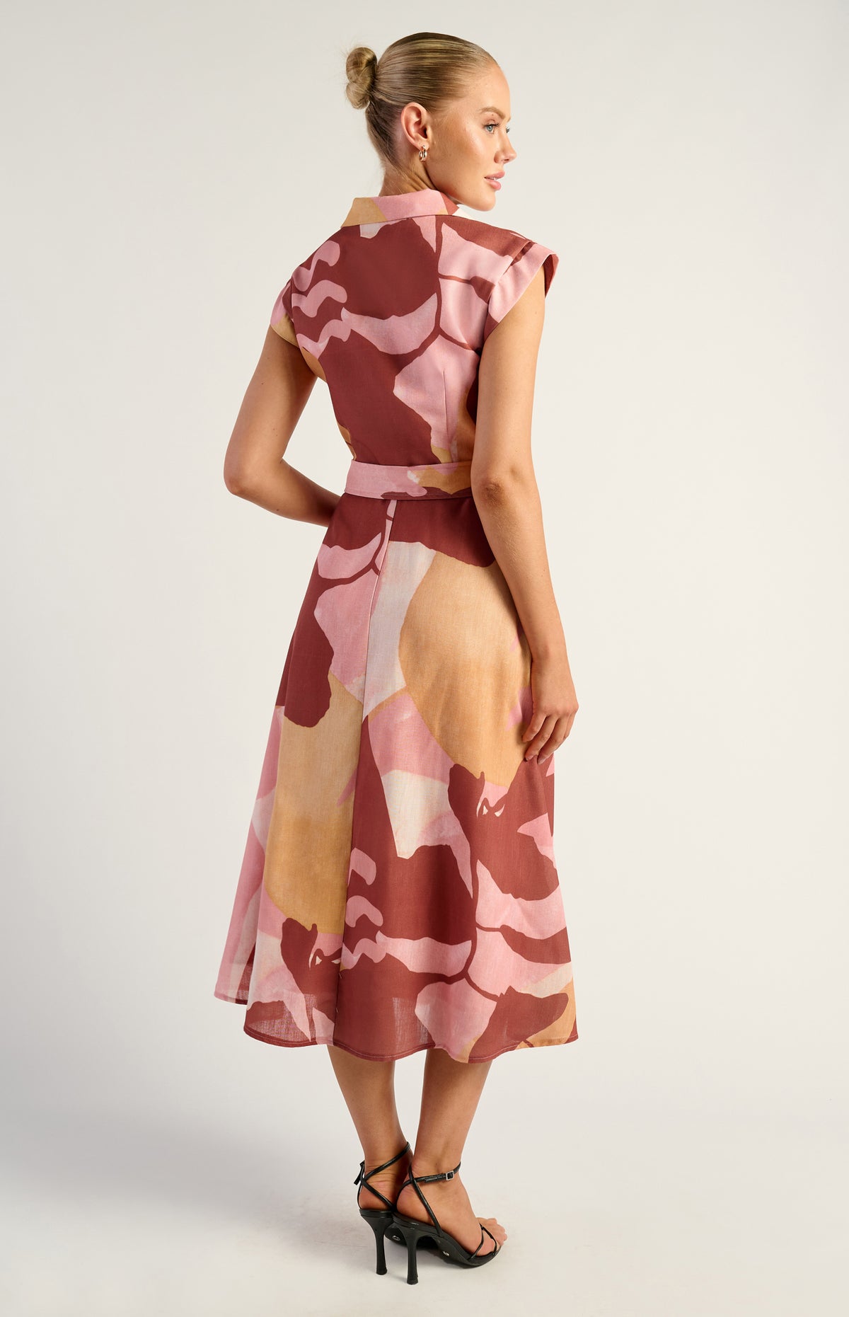 Rinna Faux Linen Shirt Dress - Pink