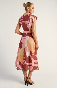 Rinna Faux Linen Shirt Dress - Pink