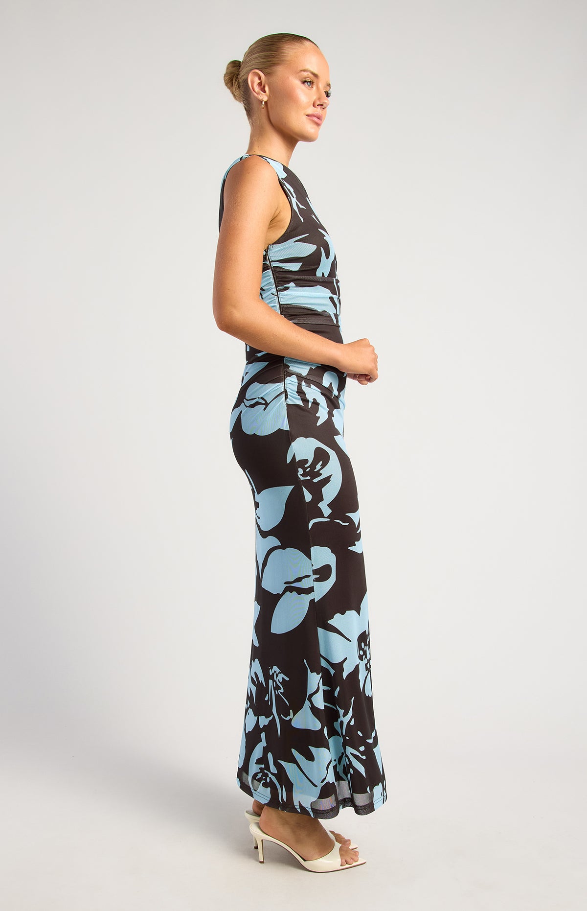 Anette Floral Off-Shoulder Maxi Dress - Blue Espresso