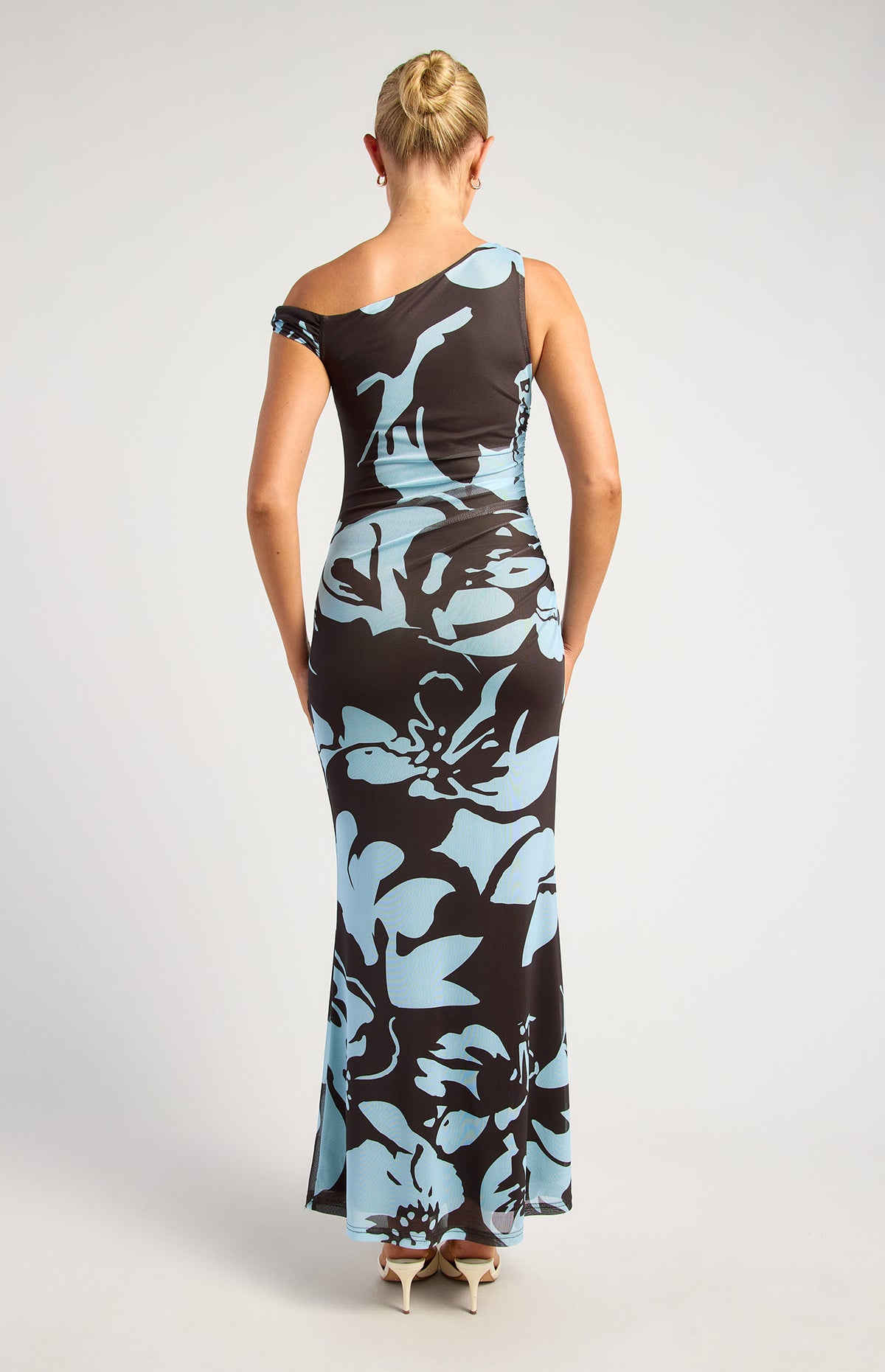 Anette Floral Off-Shoulder Maxi Dress - Blue Espresso