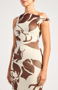 Anette Floral Off-Shoulder Maxi Dress - Chocolate